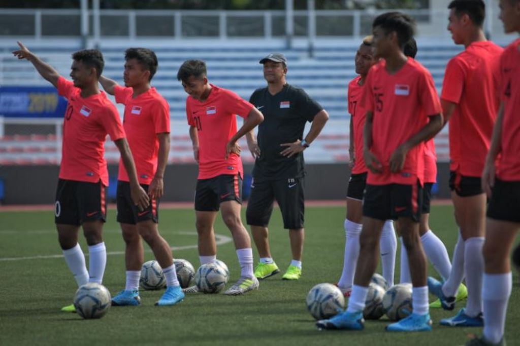 Suasana latihan timnas Singapura U-23. (Foto: Straits Times)
