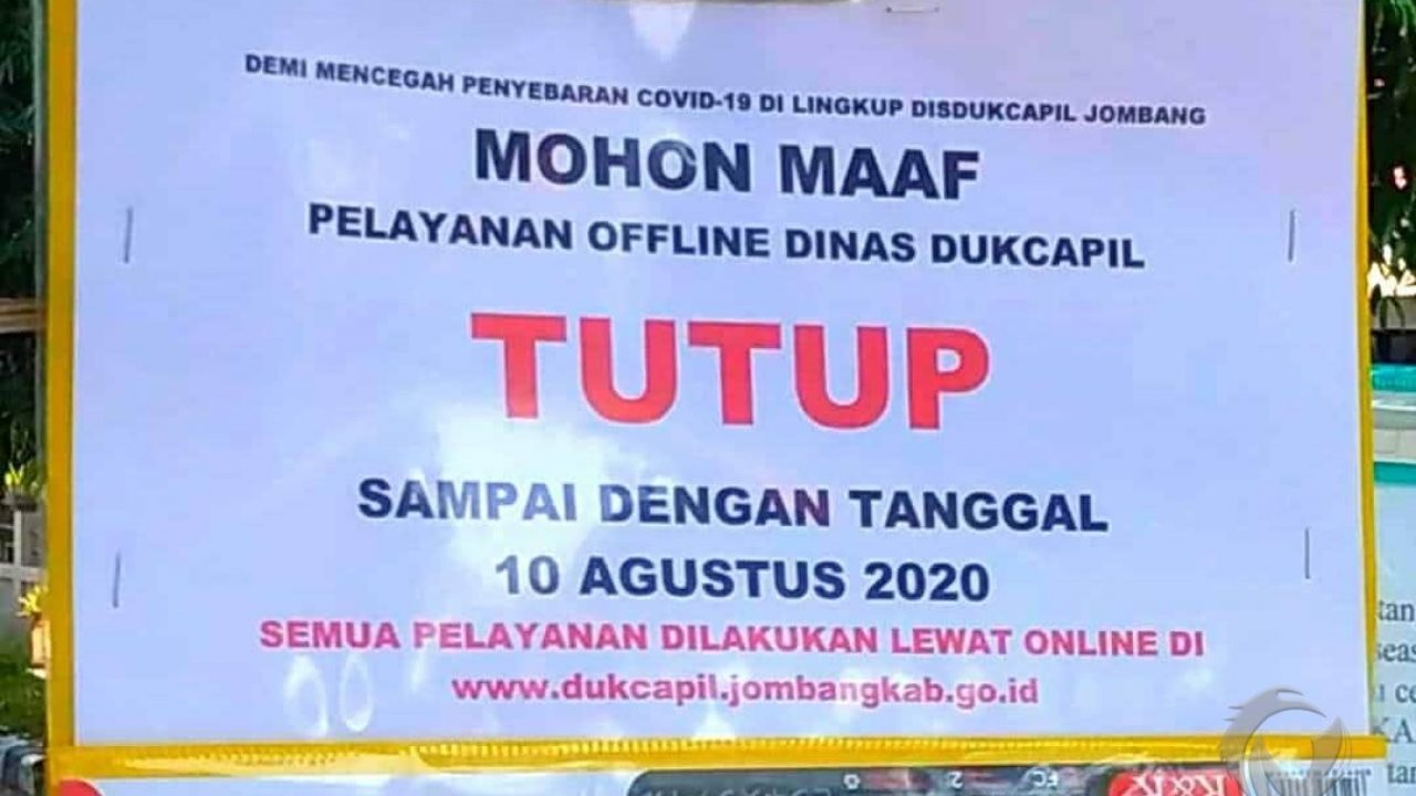 Kepala Dinas Positif Covid-19, Kantor Dispenduk Jombang Ditutup