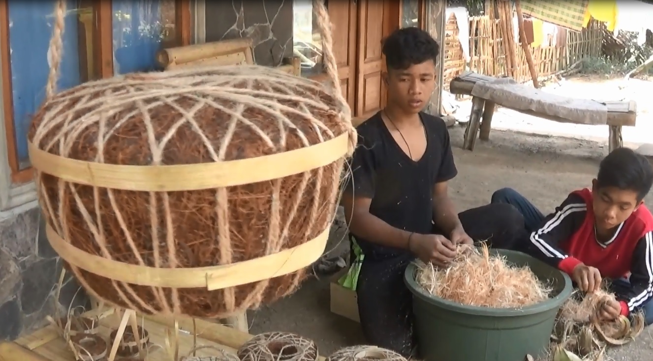 Kreatif, Sulap Limbah Kelapa Jadi Pot Bunga Cantik