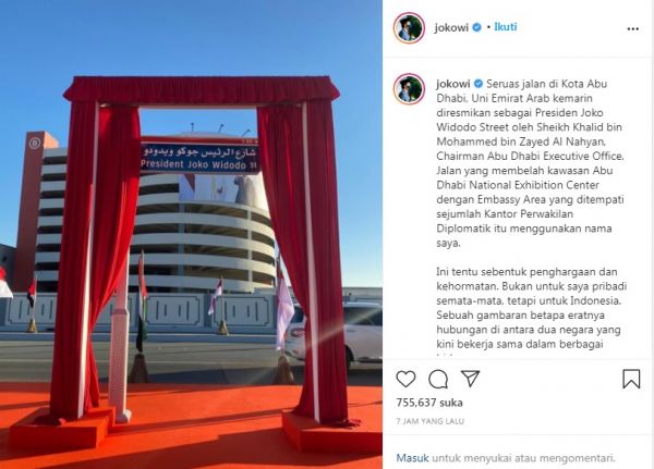 Jokowi Dijadikan Nama Jalan di Abu Dhabi