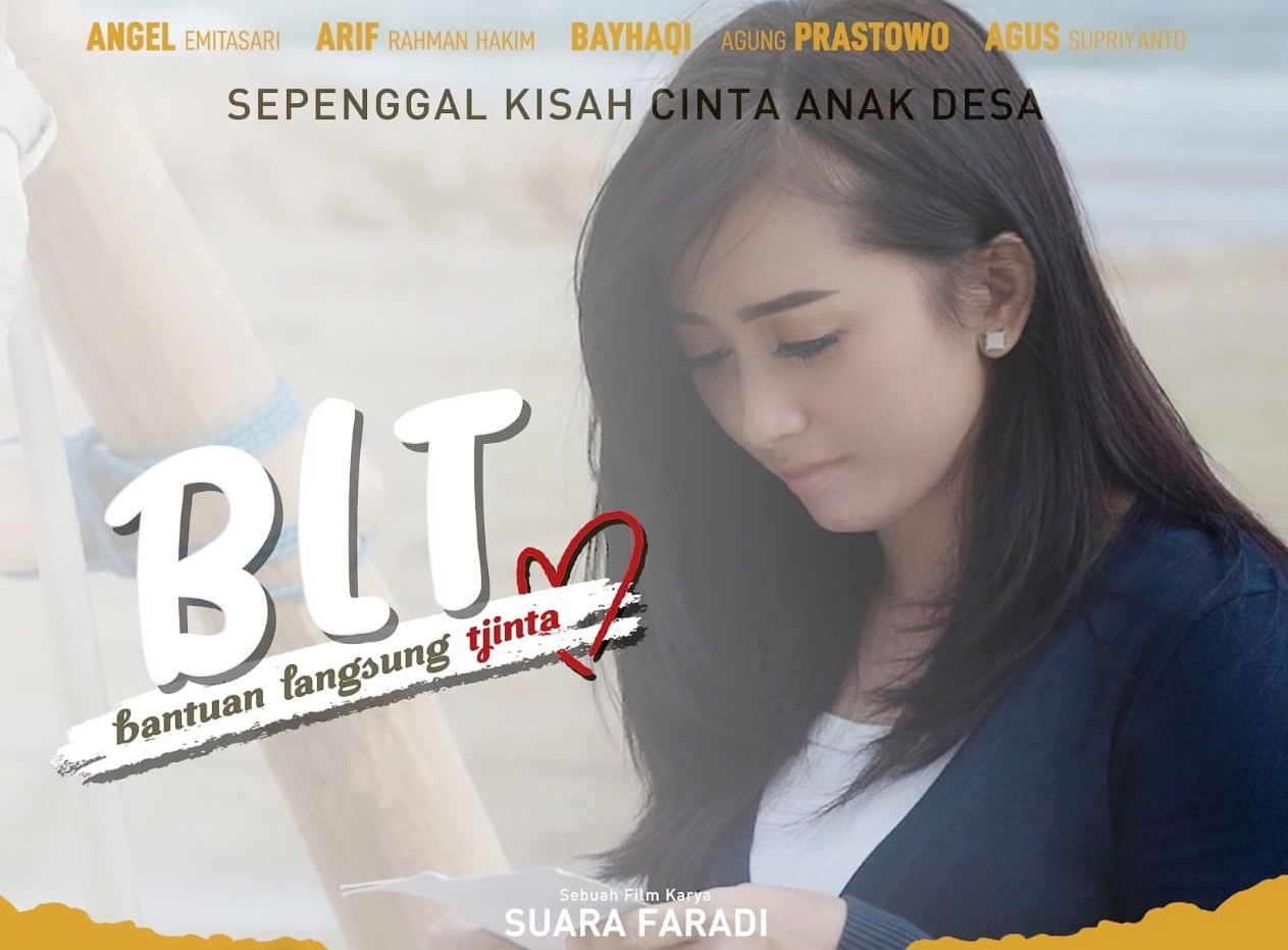 Kepala Desa (Kades) Kedungkumpul, Kabupaten Lamongan, Angely Emitasari dalam cover film BLT Cinta (Foto / Istimewa)