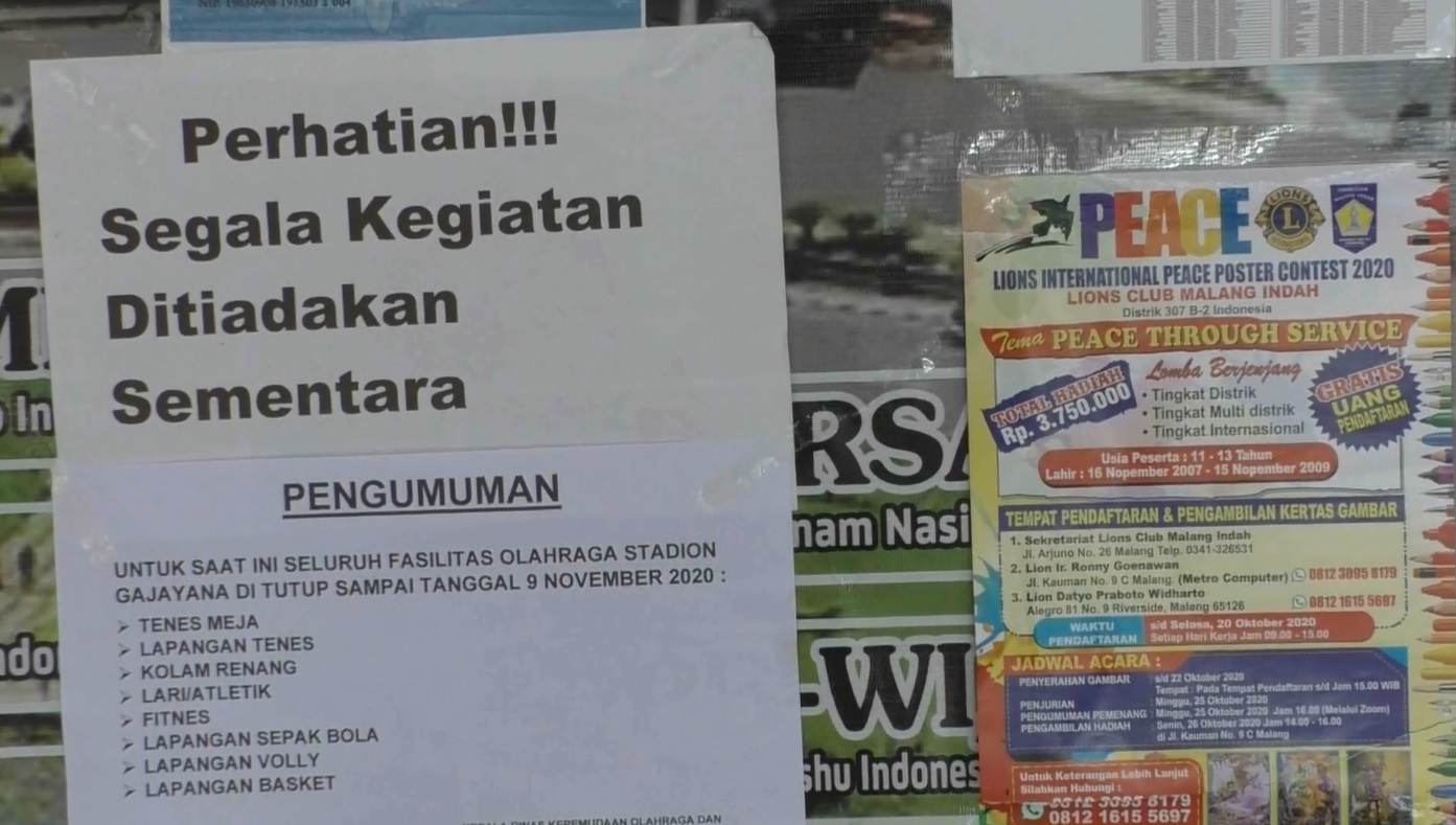 Kepala Disporapar Malang Positif Covid-19, Stadion Gajayana Ditutup