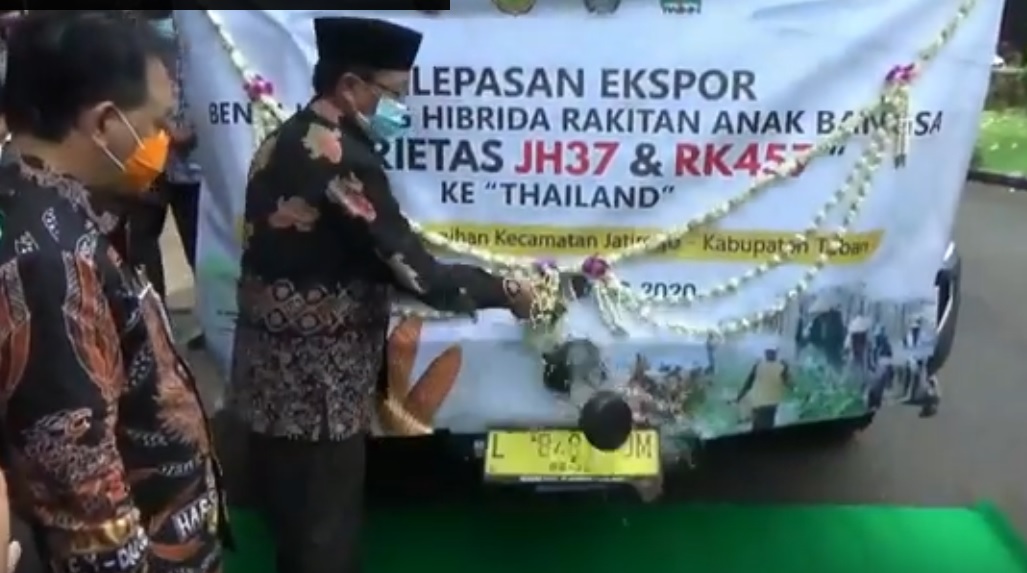 Bupati Tuban Fathul Huda melepas ekspor perdana benih jagung hibrida. (metrotv)