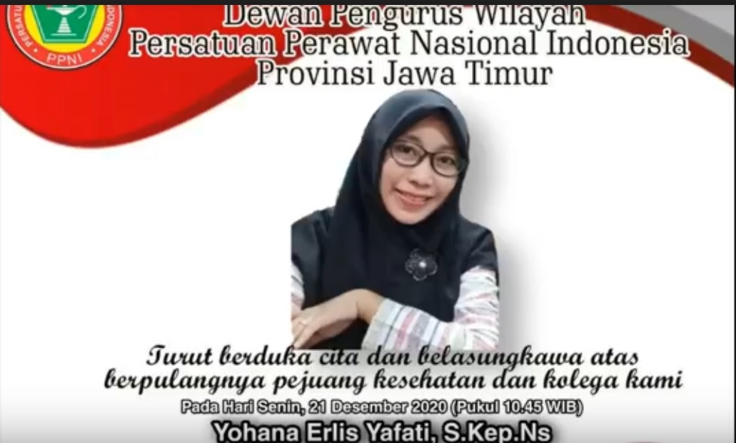 Yoharna Elis Yafati perawat ke-52 di Jawa Timur yang meninggal dunia akibat covid-19