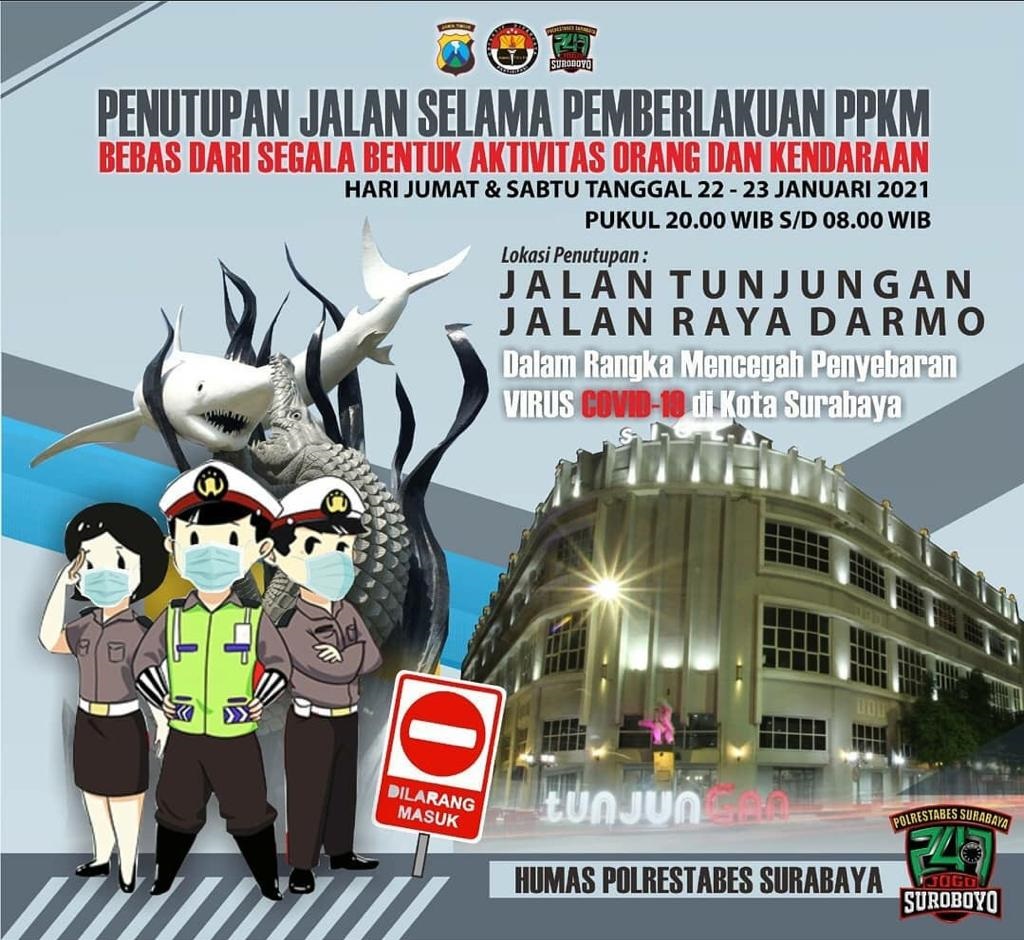 Dua Ruas Jalan Di Surabaya Ditutup Saat Perpanjangan PPKM