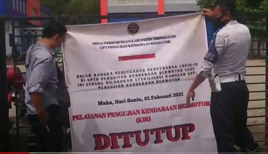 Kantor UPT  Pengujian Kendaraan Bermotor Dishub Trenggalek ditutup sehari. (metrotv)