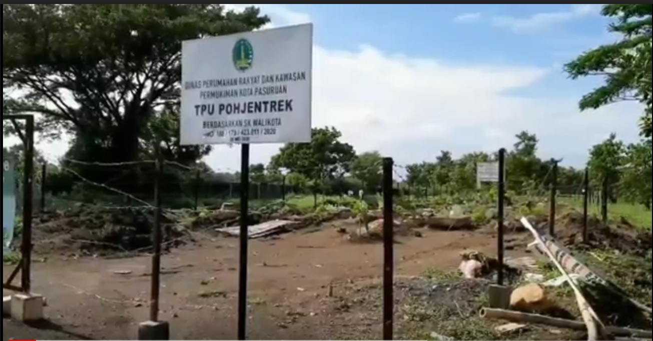 Kondisi TPU Pohjentrek II yang hampir penuh dengan jenazah pasien covid-19 (Foto / Metro TV)