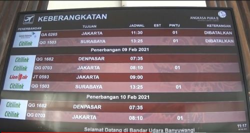 Sejumlah jadwal penerbangan di Bandara Banyuwangi dibatalkan. (metrotv)