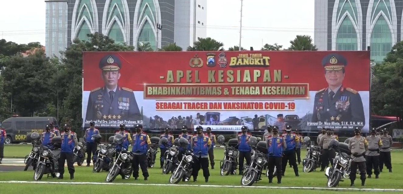 Ribuan personal Bhabinkamtibmas Polda Jatim siap diterjunkan untuk mengawal PPKM mikro (Foto / Metro TV)