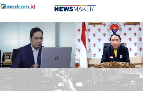 Menpora Zainudin Amali (kanan) dalam wawancara program newsmaker medcom.id. 