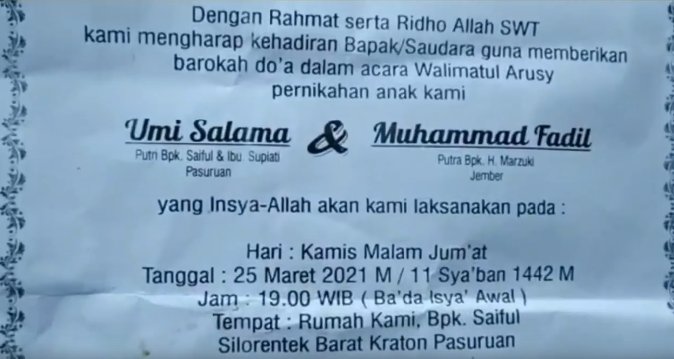 Undangan pernikahan yang sudah tersebar. (metrotv)