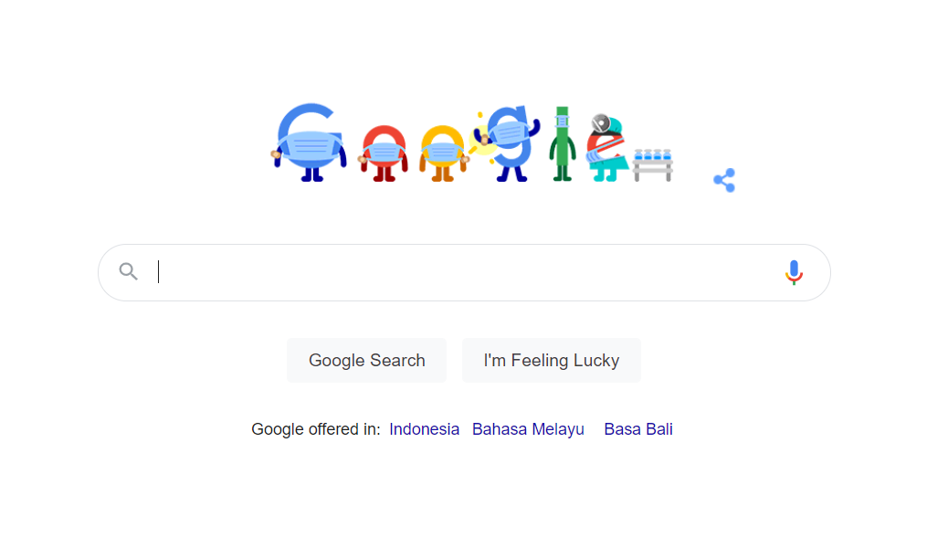 Wah, Logo Google Hari Ini Bermasker dan Jaga Jarak