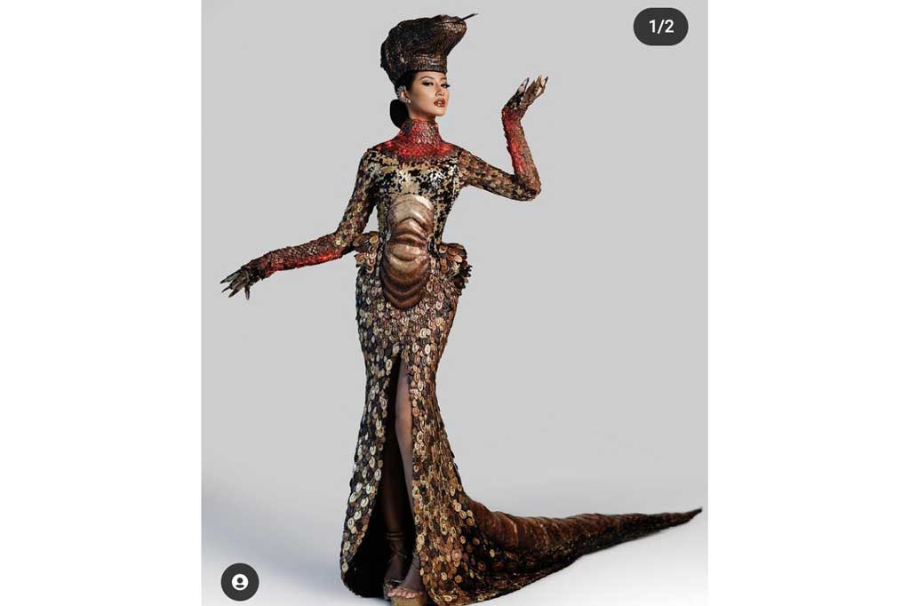 Heboh, Gadis Surabaya Pakai Gaun Komodo di Miss Universe