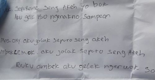 Surat berisi permintaan maaf ditulis Fery sebelum tewas gantung diri (Foto / Metro TV)