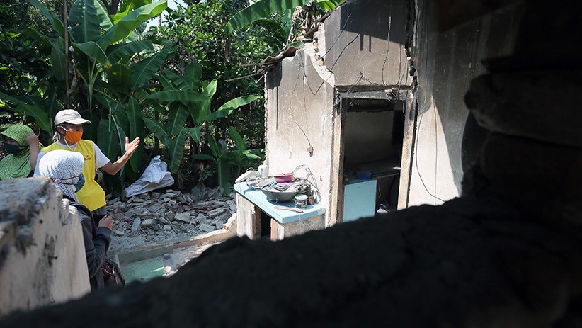 Kondisi bangunan rumah yang rusak di Malang akibat gempa Blitar (Foto / Istimewa)