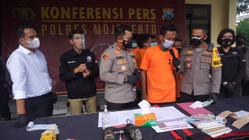 Rilis premanisme di Mapolres Mojokerto, Jawa Timur. Medcom.id/Tamam Mubarok