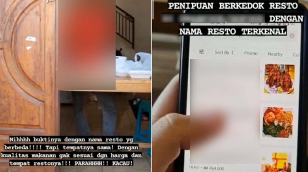 Unggahan konsumen yang menjadi korban dugaan penipuan makanan online bermodus menjiplak nama restoran terkenal (Foto / Istimewa)  