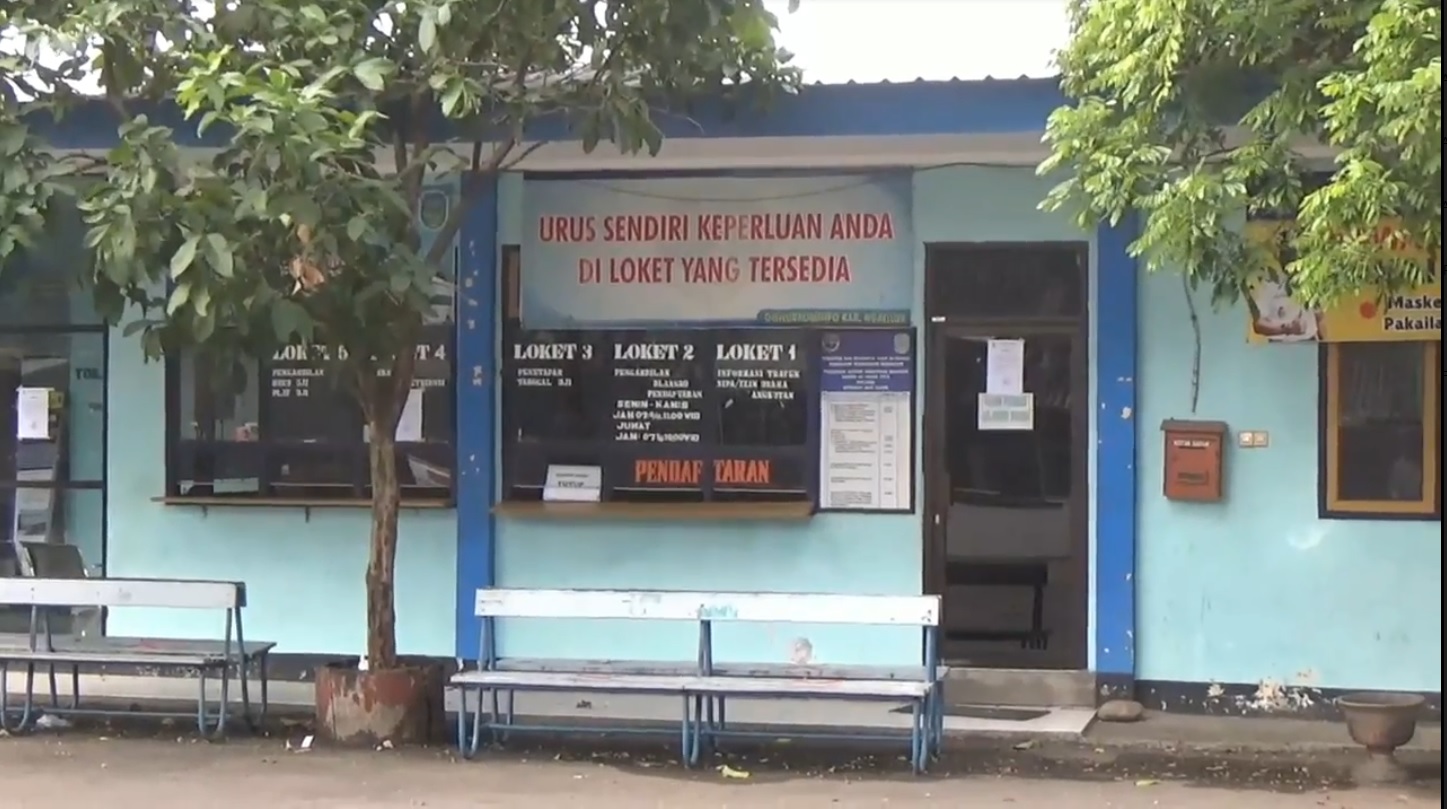 Kondisi kantor uji kir Dishub Nganjuk yang nampak sepi (Foto / Metro Tv)