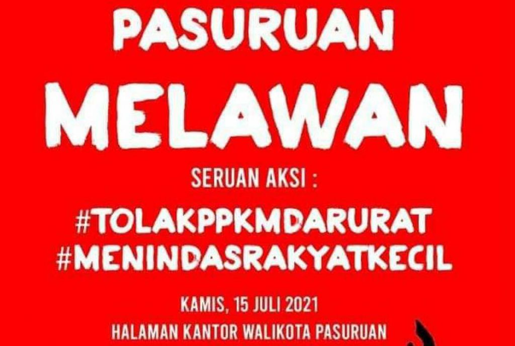 Poster digital ajakan tolak PPKM Darurat viral di medsos Kota Pasuruan (Foto / istimewa)