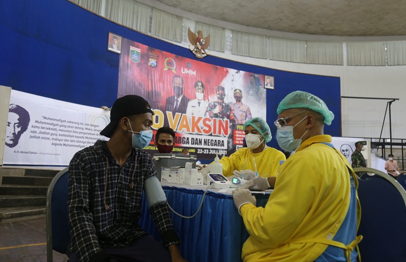 Komando Distrik Militer (Kodim) 0818, Malang-Batu menggelar vaksinasi covid-19 di Hall Dome Universitas Muhammadiyah Malang (UMM) selama dua hari yakni pada 22-23 Juli 2021/istimewa.