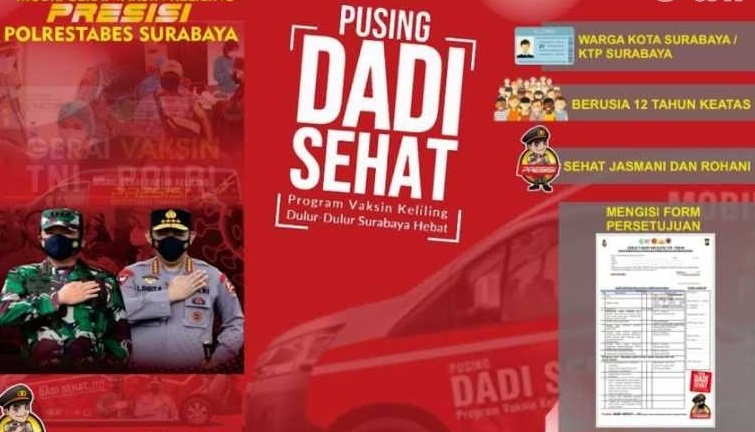 Genjot Vaksinasi, Pemkot dan Polrestabes Surabaya Sediakan Mobil Vaksin Layani Warga RT/RW