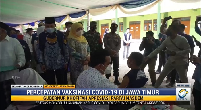 NasDem Gencarkan Vaksinasi Covid-19 di Jatim, Khofifah Acungi Jempol