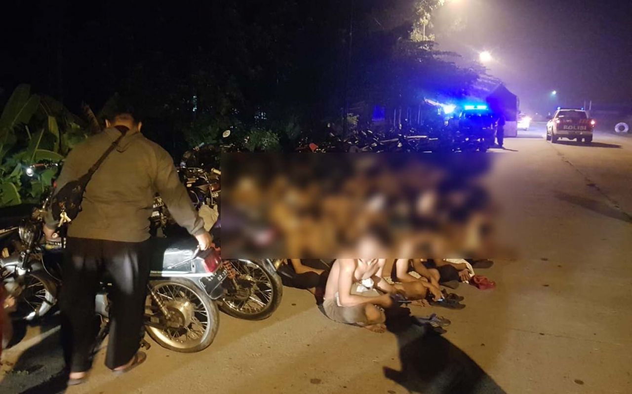 Ratusan pemuda dan puluhan motor diamankan dari arena balap liar di Mojokerto (Foto / Istimewa)