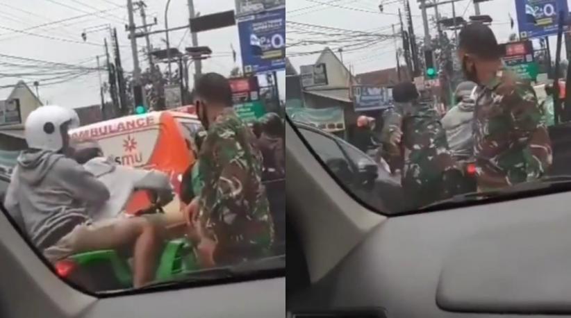 ABG Ditempeleng TNI Lantaran Geber Motor di Lampu Merah, Netizen : Kurang Kencang Pak!