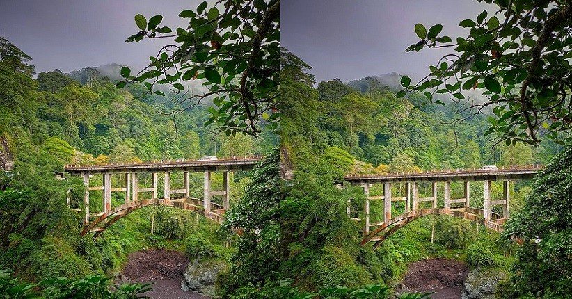 Jembatan Gladak Perak Lumajang merupakan salah satu tempat favorit untuk spot foto. Namun sekarang hancur diterjang erupsi Gunung Semeru (Foto / Istimewa)