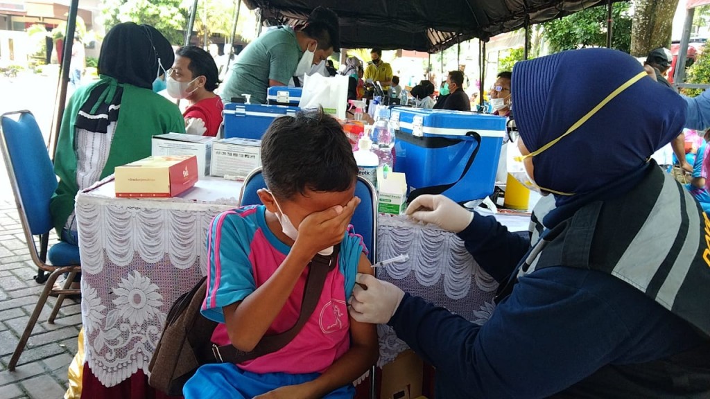 Polres Malang menggelar Gebyar Vaksin Anak di Mapolres Malang, Kabupaten Malang, Jawa Timur, Minggu 19 Desember 2021/istimewa.