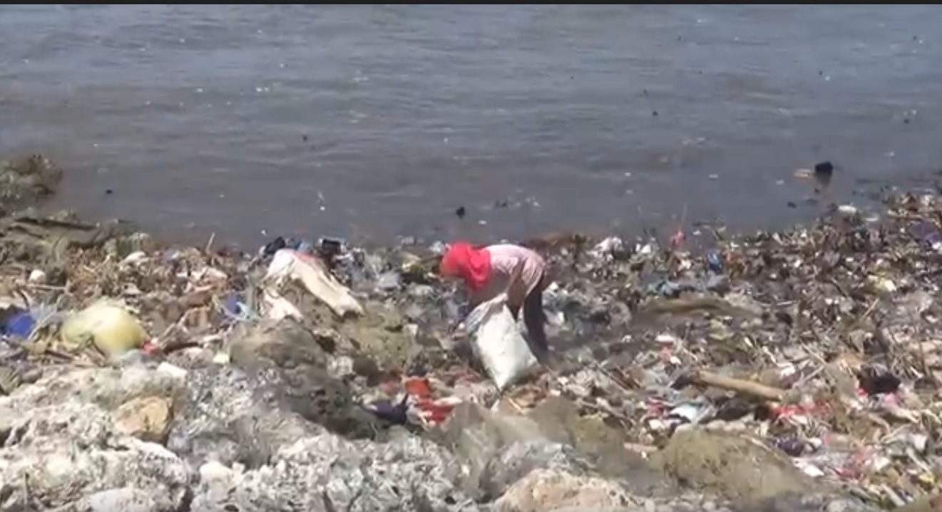 Tumpukan sampah di Pantai Pancer, Jember. (metrotv)