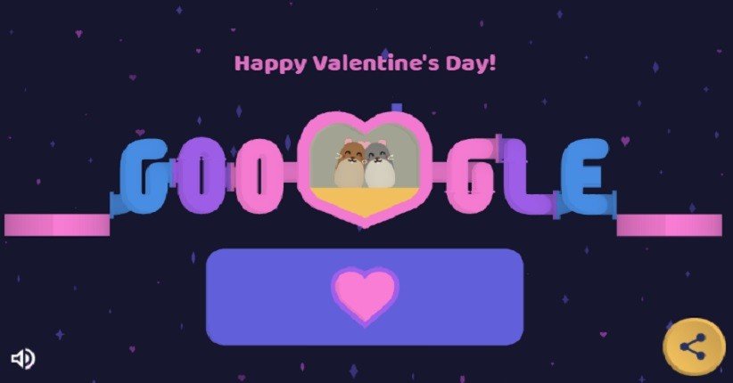 Google doodle edisi Hari Valentine (Istimewa)