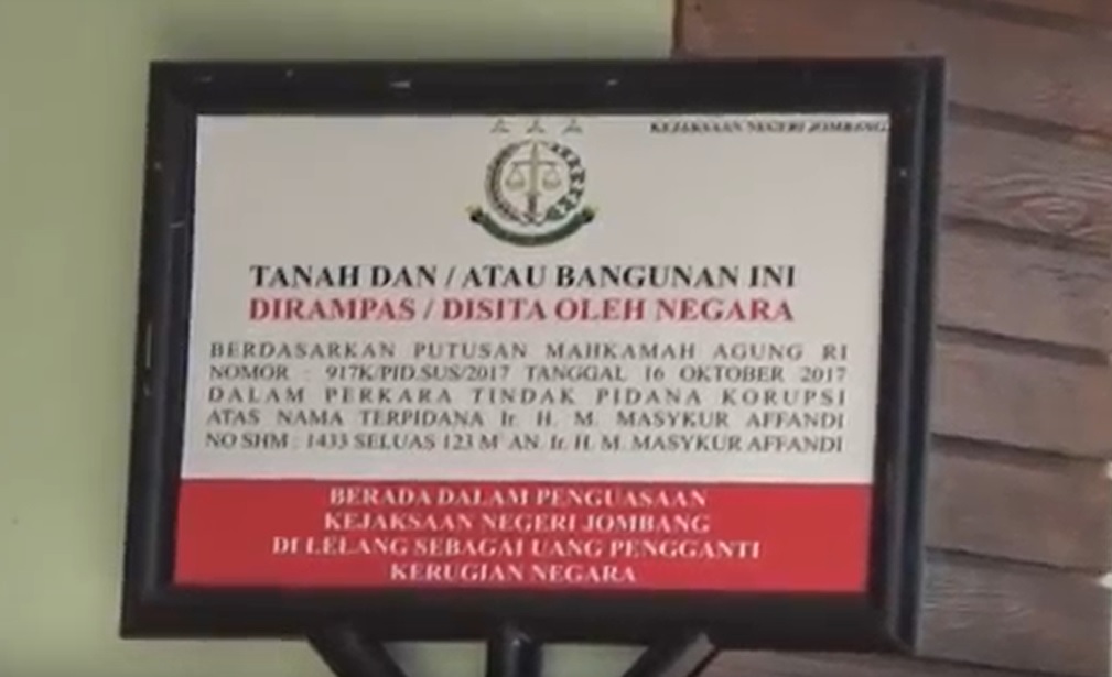 Terlibat Korupsi Sapi Rp 46 Miliar, Aset Milik Penguasaha di Jombang Disita