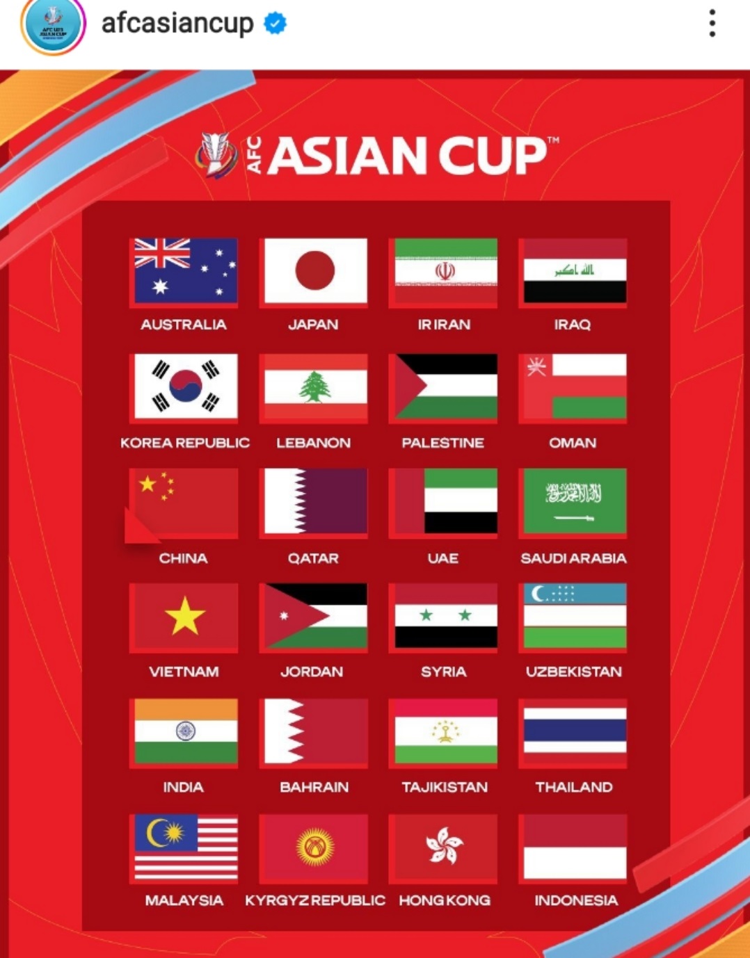 Akun Instagram Piala Asia Diserbu Netizen: Ada Merah Putih, Bangga Banget..