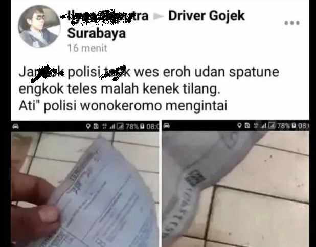 Postingan viral terkait tindakan tilang saat pengendara mengenakan sandal jepit (Foto / Istimewa)