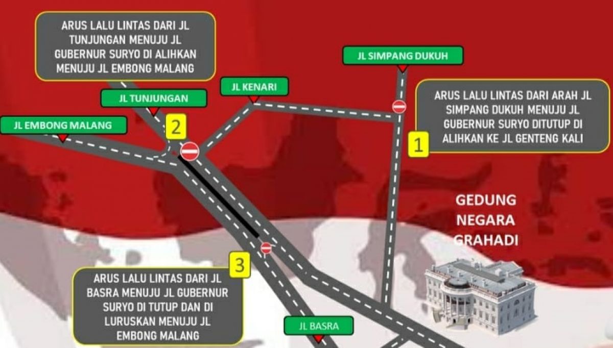 Rekayasa Lalin penutupan jalan Gubernur Suryo Surabaya (Foto / Metro TV)