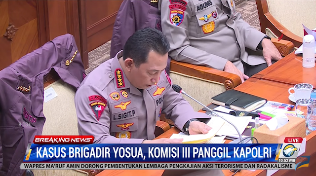  Kapolri, Listyo Sigit Prabowo untuk memberikan penjelasan terkait kasus Ferdy Sambo. Foto: Metro TV 