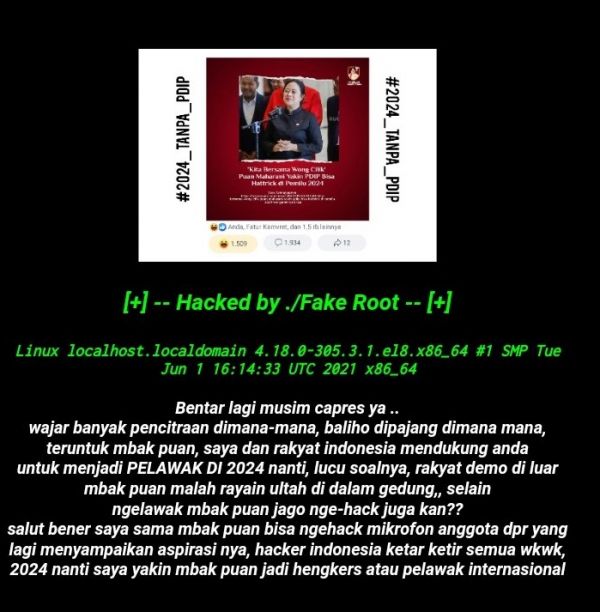 Hacker Serang Website PN Jombang, Terpampang Foto Puan