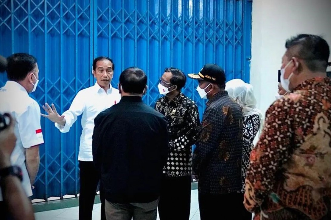 Presiden Jokowi saat berada di Stadion Kanjuruhan/medcom.id