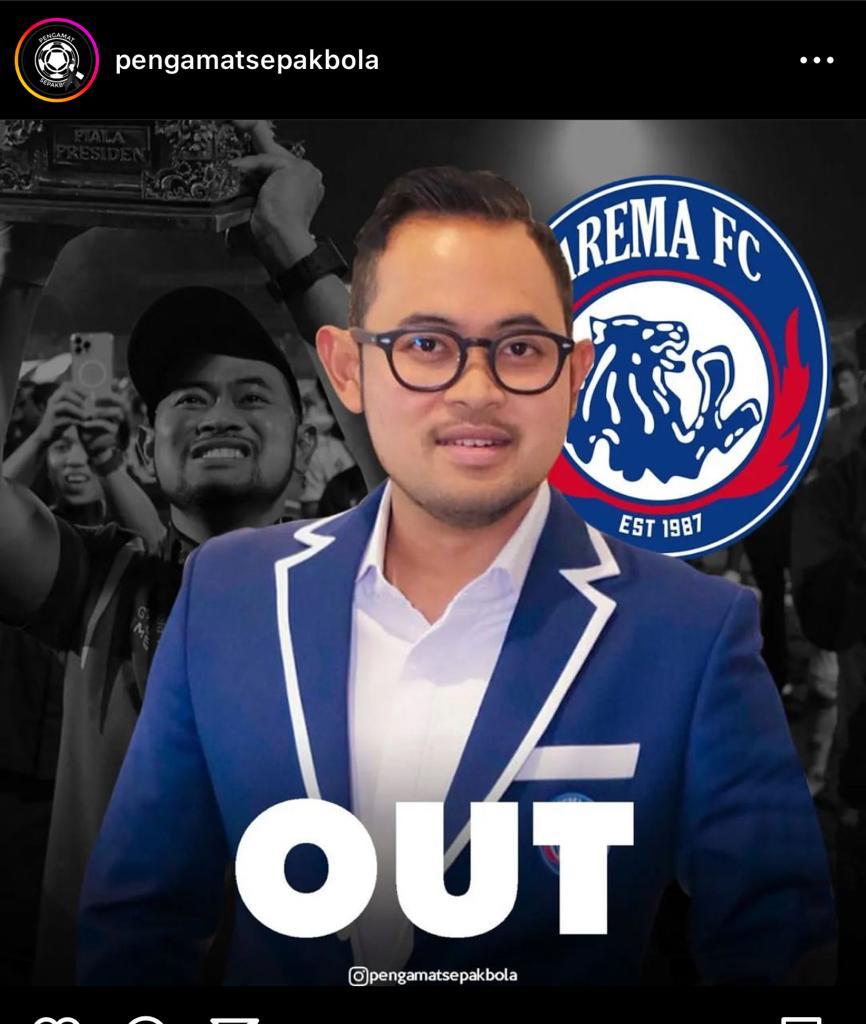 Gilang Widya Pramana atau Juragan 99 memutuskan mundur dari jabatan presiden Arema FC (Foto /  Instagram @pengamatsepakbola)
