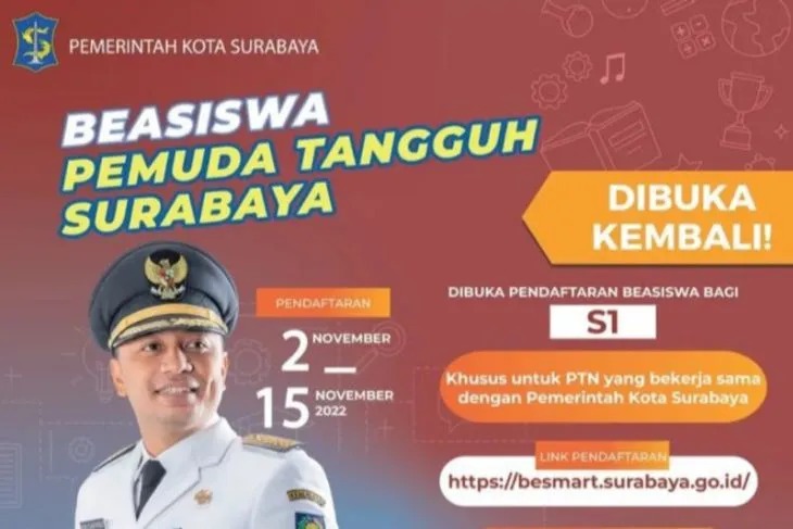 Poster Program Beasiswa Pemuda Tangguh Surabaya. ANTARA/HO-Diskominfo Surabaya.