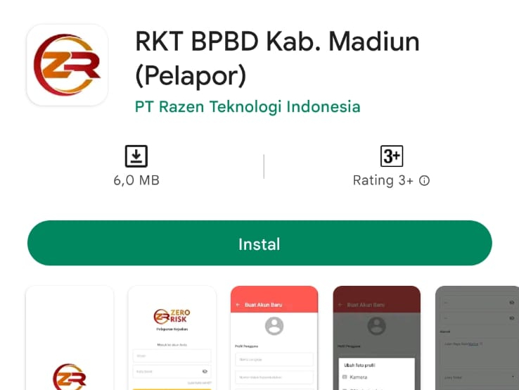 Aplikasi Zero Risk milik BPBD Kabupaten Madiun (Foto / Istimewa)