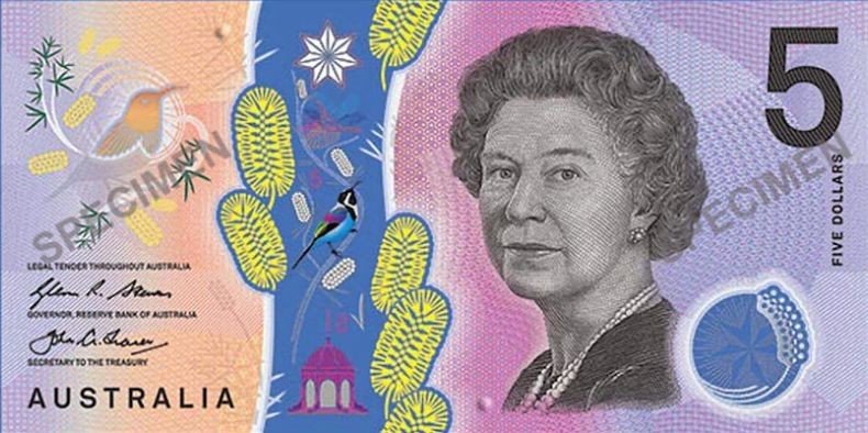 Uang kertas Australia pecahan 5 dolar (Foto / Istimewa)