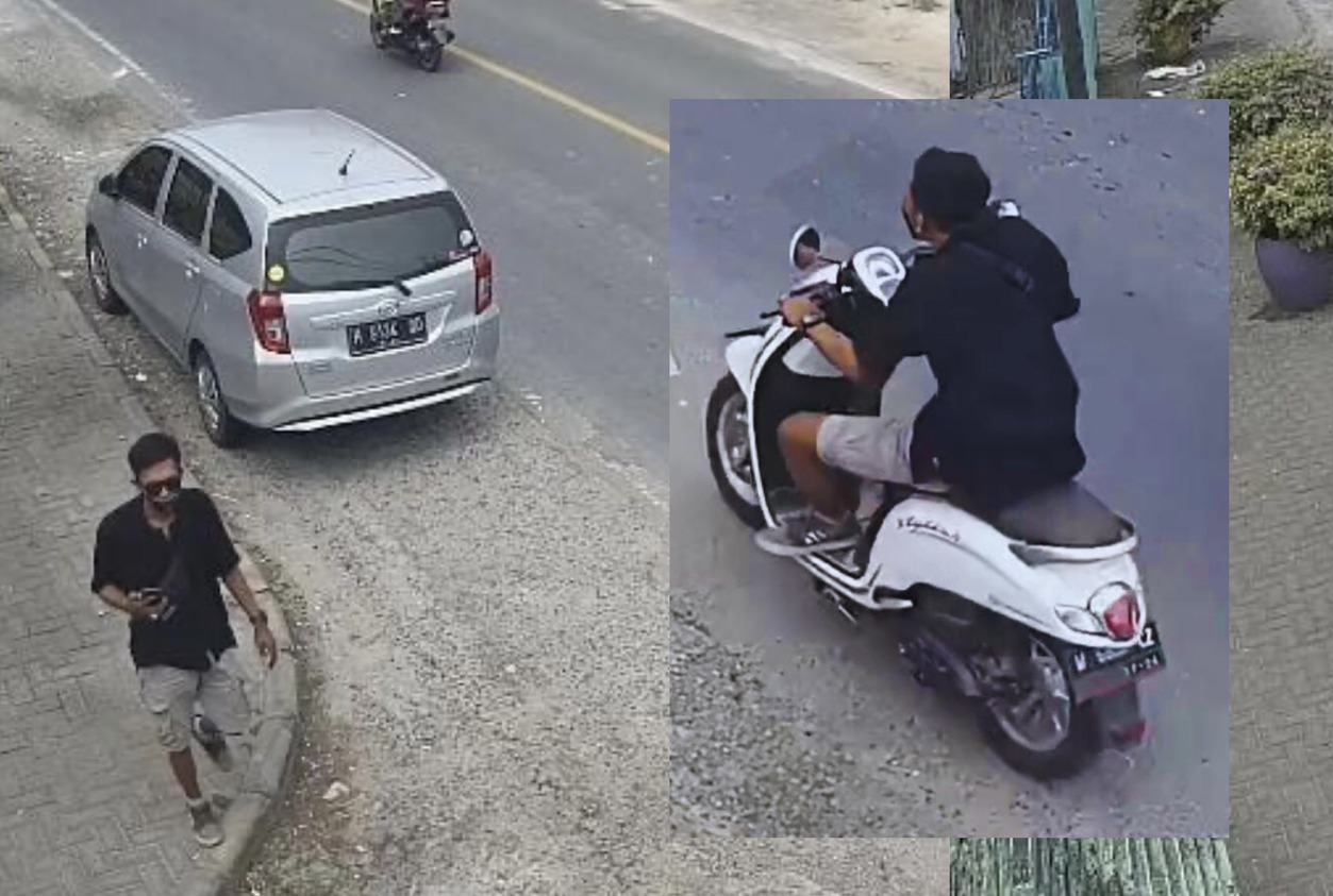 Pelaku curanmor di Sekapuk Gresik terekam CCTV mengemudikan mobil (Foto / Istimewa)