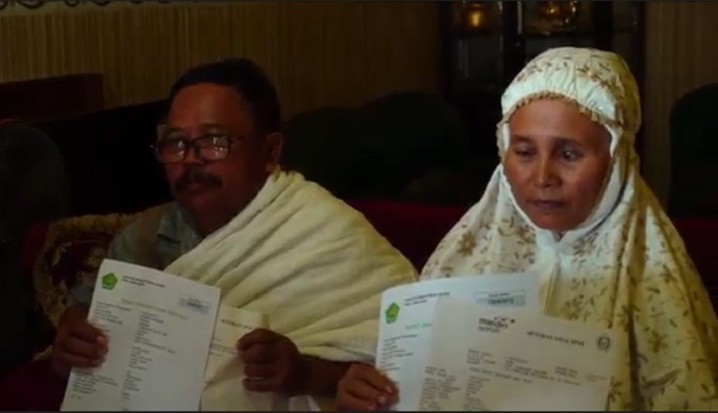 Kasan dan Susiana tercatat calon jamaah haji Lumajang yang akan berangkat hari ini (Foto / Istimewa)