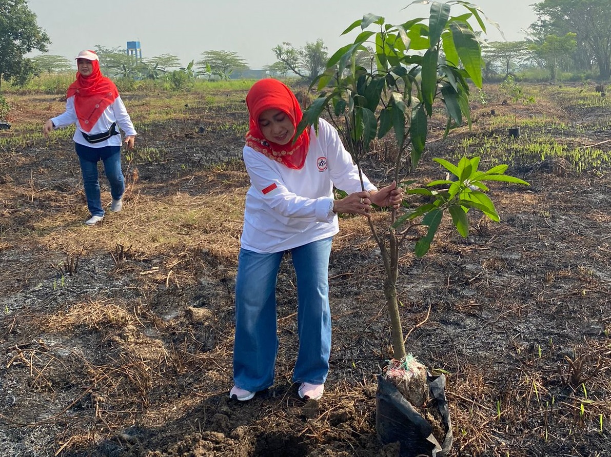  Ikatan Dokter Indonesia (IDI) Gresik menamam ratusan bibit pohon buah di Desa Wedoro Anom dan Puskesmas Kecamatan Benjeng, Gresik (Foto / Huda/Metro TV)
