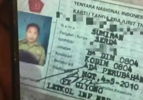 Bukti Kartu Tanda Anggota TNI milik Sumiran (Foto / Istimewa)