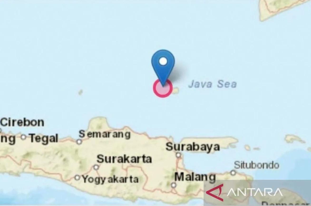 Gambar pantauan satelit gempa Pulau Bawean, Jawa Timur. (ANTARA/HO-BMKG/aa)